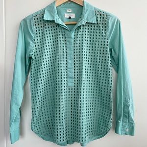 LOFT Eyelet Softened Popover Shirt In Teal